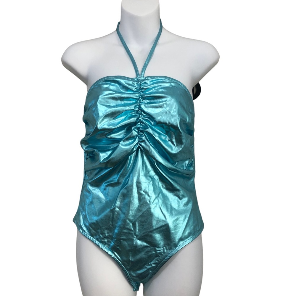 NAKD Bodysuit Halter Neck Open Back Metallic Jumpsuit Athletic Sport Bodysuit